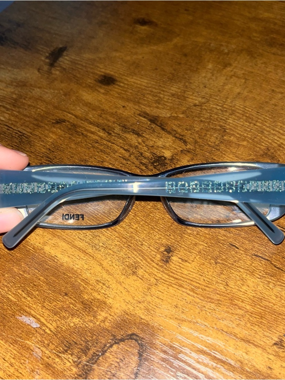 EUC Fendi Rectangular Women Blue with Glitter frame + case - Picture 10 of 10